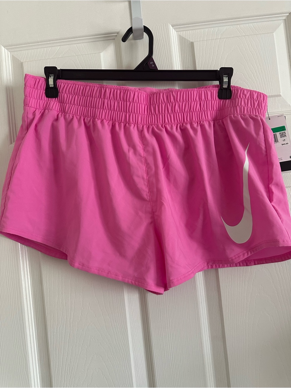 Nike Women’s Bright Pink Athletic Running Shorts with White Swoosh size XL